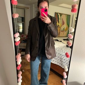 Faux Brown Leather Coat